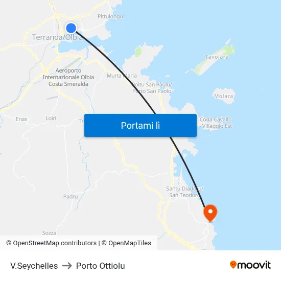 V.Seychelles to Porto Ottiolu map