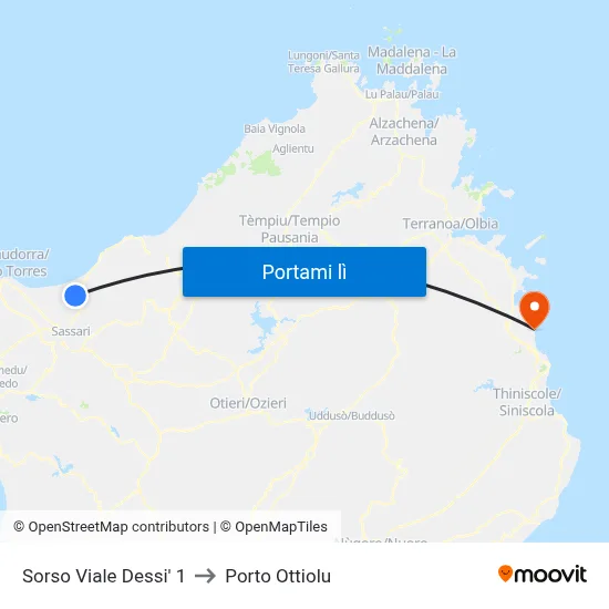 Sorso Viale Dessi' 1 to Porto Ottiolu map