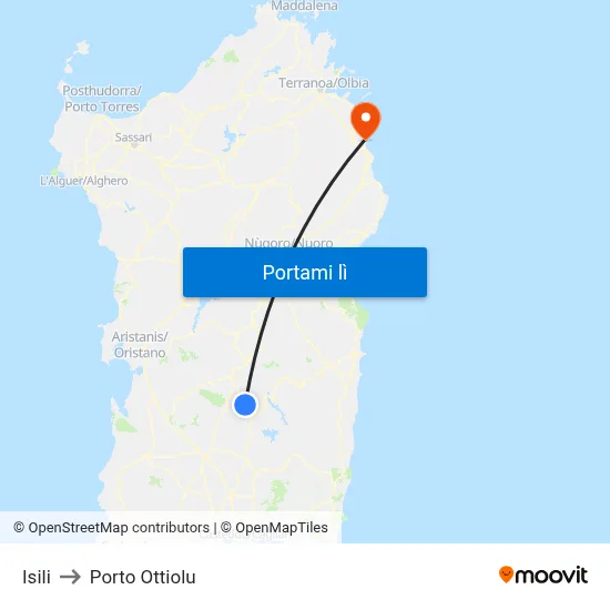 Isili to Porto Ottiolu map