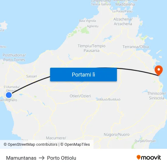 Mamuntanas to Porto Ottiolu map