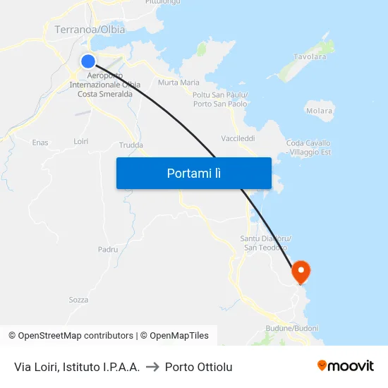 Via Loiri, Istituto I.P.A.A. to Porto Ottiolu map