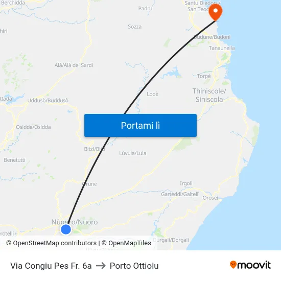 Via Congiu Pes Fr. 6a to Porto Ottiolu map