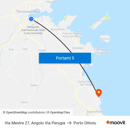 Via Mestre 27, Angolo Via Perugia to Porto Ottiolu map