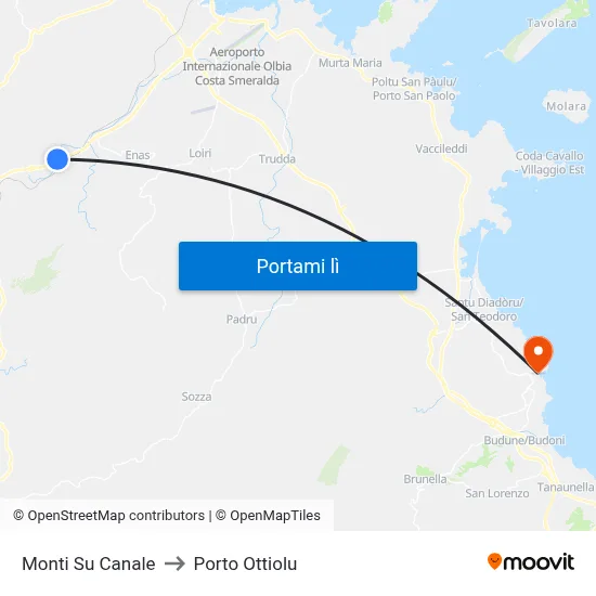 Monti Su Canale to Porto Ottiolu map