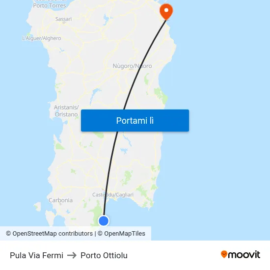 Pula Via Fermi to Porto Ottiolu map