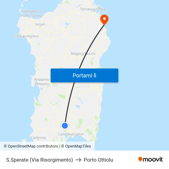 S.Sperate (Via Risorgimento) to Porto Ottiolu map