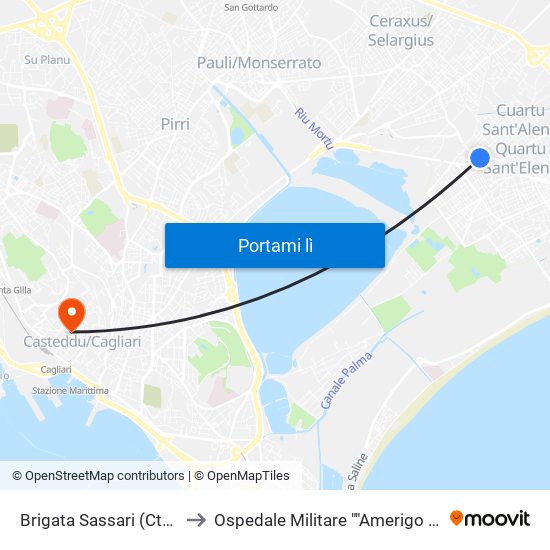 Brigata Sassari (Ctm Point) to Ospedale Militare ""Amerigo Demurtas"" map