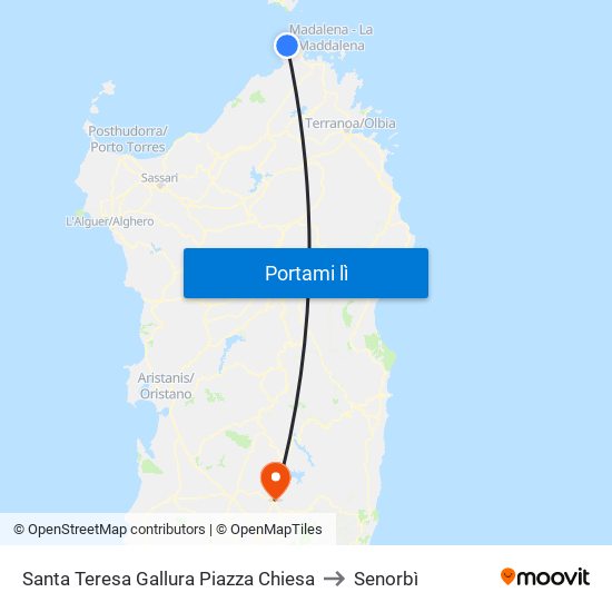 Santa Teresa Gallura Piazza Chiesa to Senorbì map