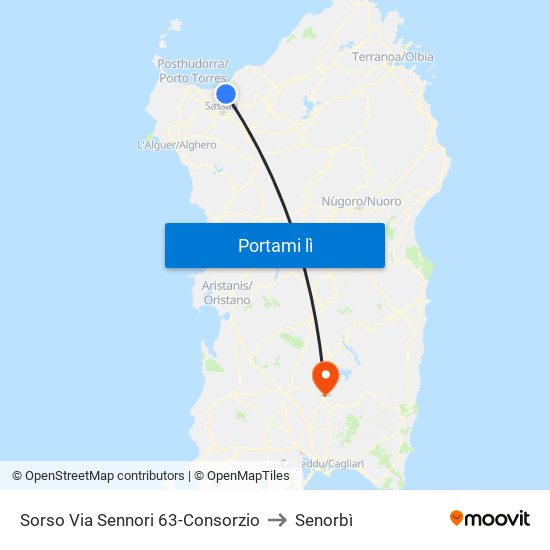 Sorso Via Sennori 63-Consorzio to Senorbì map