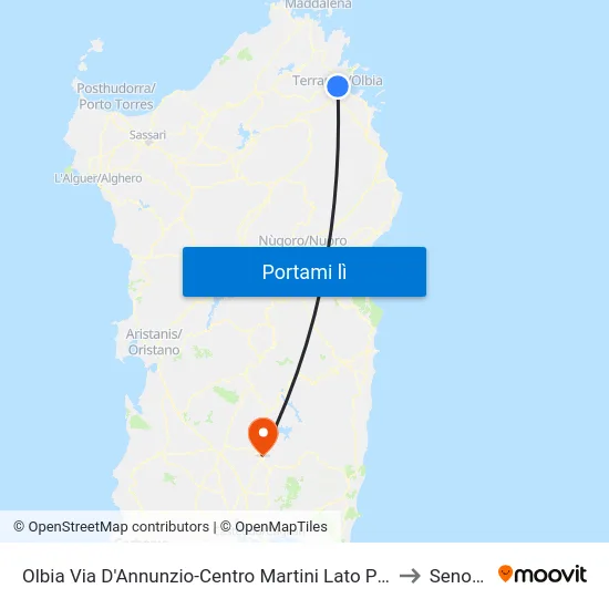 Olbia Via D'Annunzio-Centro Martini Lato Parco to Senorbì map