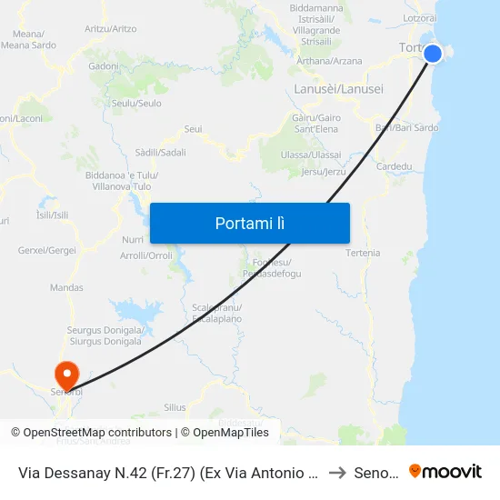 Via Dessanay N.42 (Fr.27) (Ex Via Antonio Segni) to Senorbì map