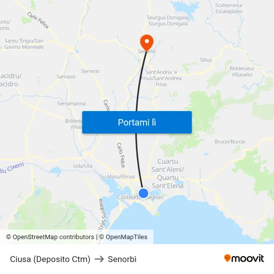 Ciusa (Deposito Ctm) to Senorbì map