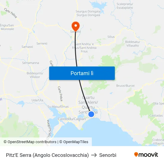 Pitz'E Serra (Angolo Cecoslovacchia) to Senorbì map