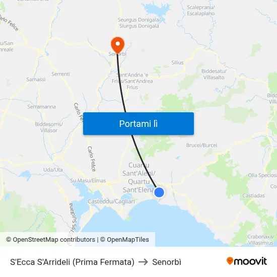 S'Ecca S'Arrideli (Prima Fermata) to Senorbì map