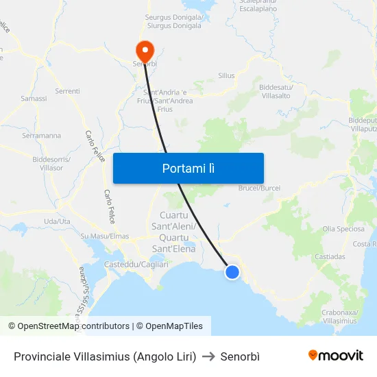 Provinciale Villasimius (Angolo Liri) to Senorbì map