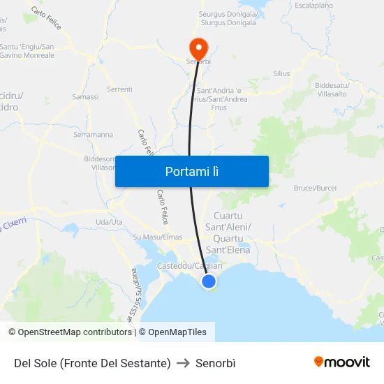 Del Sole (Fronte Del Sestante) to Senorbì map
