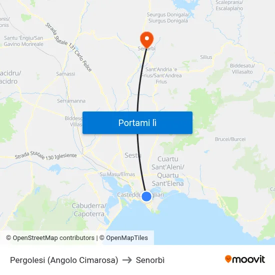 Pergolesi (Angolo Cimarosa) to Senorbì map