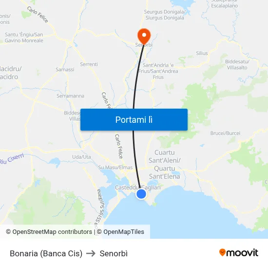 Bonaria (Banca Cis) to Senorbì map