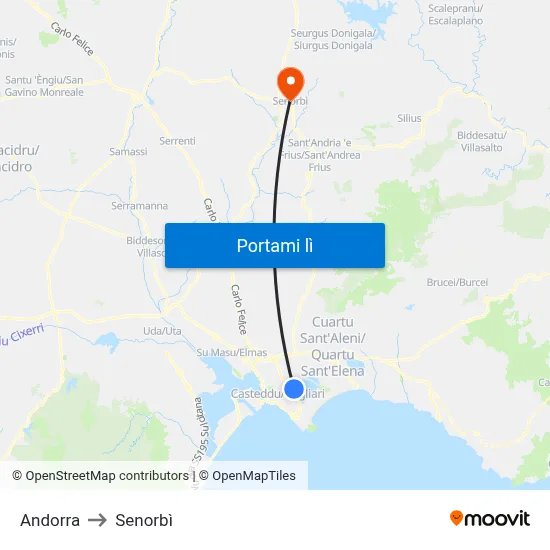 Andorra to Senorbì map