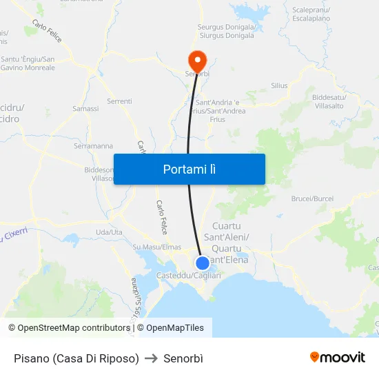 Pisano (Casa Di Riposo) to Senorbì map