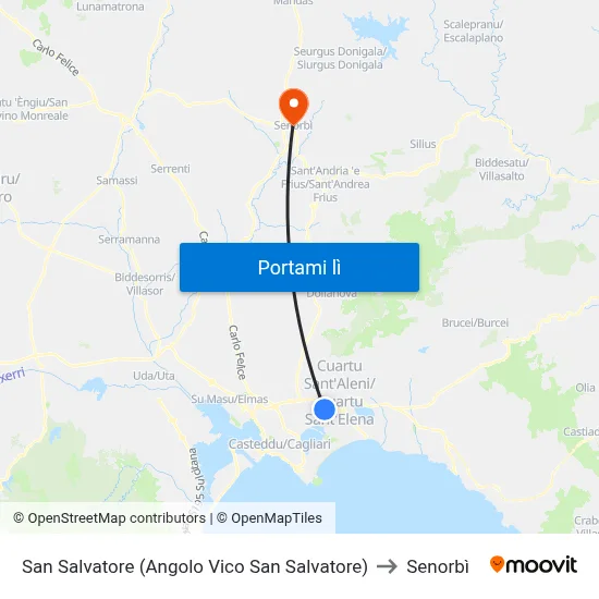 San Salvatore (Angolo Vico San Salvatore) to Senorbì map