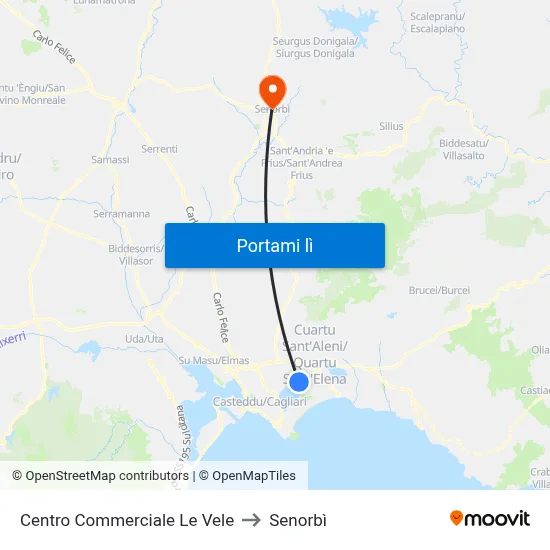 Centro Commerciale Le Vele to Senorbì map