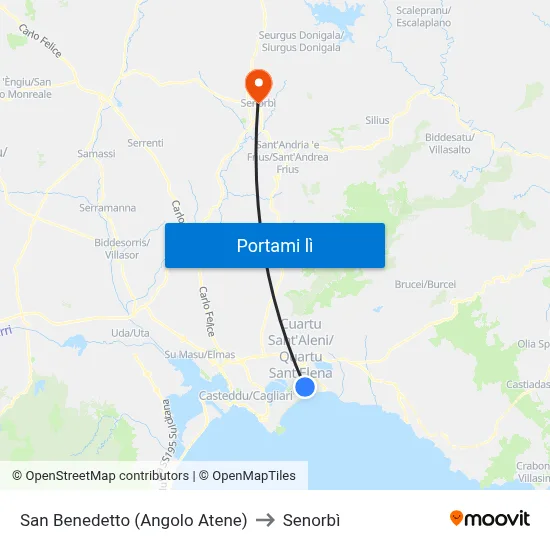 San Benedetto (Angolo Atene) to Senorbì map