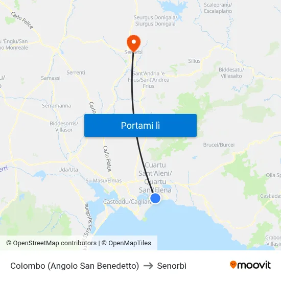 Colombo (Angolo San Benedetto) to Senorbì map