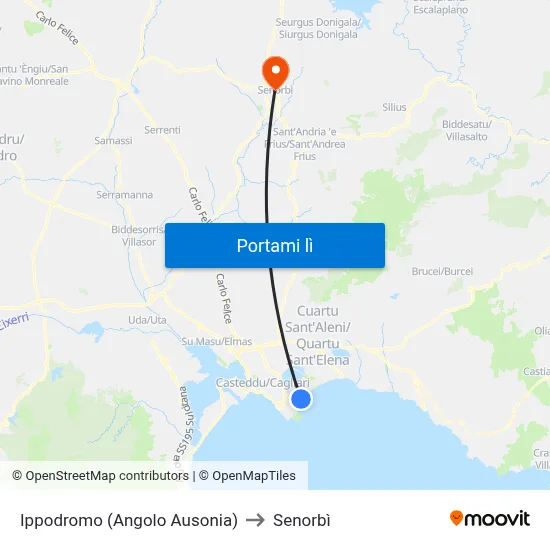 Ippodromo (Angolo Ausonia) to Senorbì map