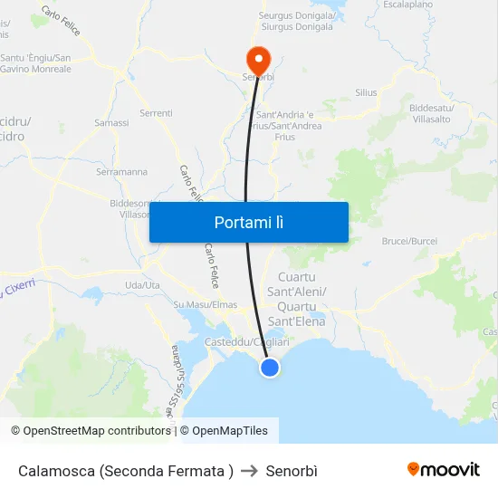 Calamosca (Seconda Fermata ) to Senorbì map