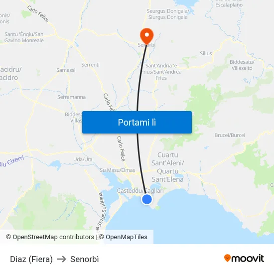 Diaz (Fiera) to Senorbì map