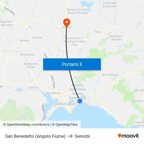 San Benedetto (Angolo Fiume) to Senorbì map