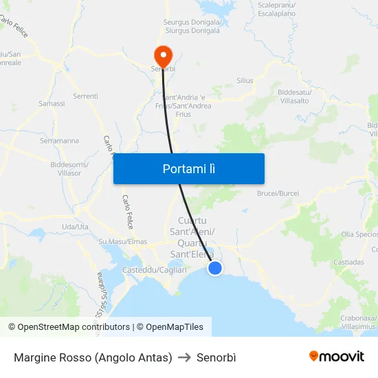 Margine Rosso (Angolo Antas) to Senorbì map