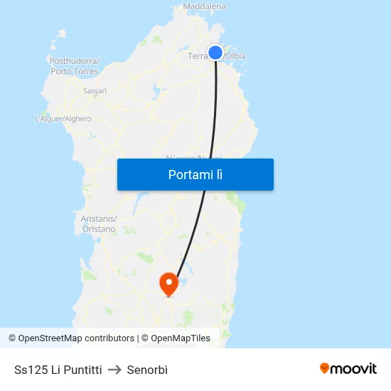 Ss125 Li Puntitti to Senorbì map
