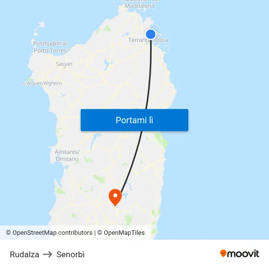 Rudalza to Senorbì map