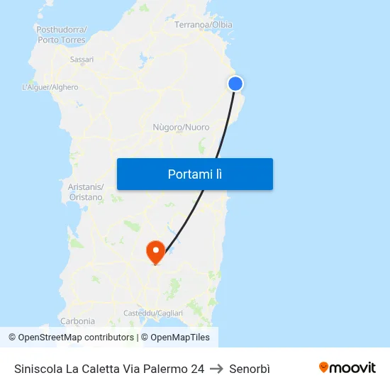 Siniscola La Caletta Via Palermo 24 to Senorbì map