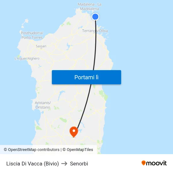 Liscia Di Vacca (Bivio) to Senorbì map
