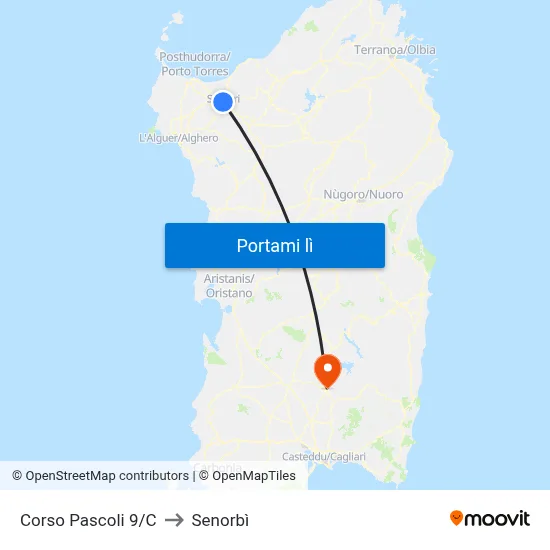 Corso Pascoli 9/C to Senorbì map