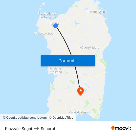 Piazzale Segni to Senorbì map