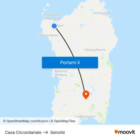 Casa Circondariale to Senorbì map