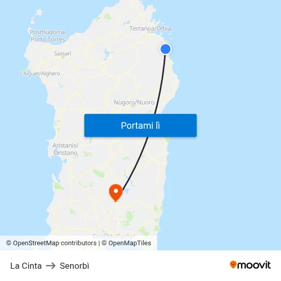 La Cinta to Senorbì map