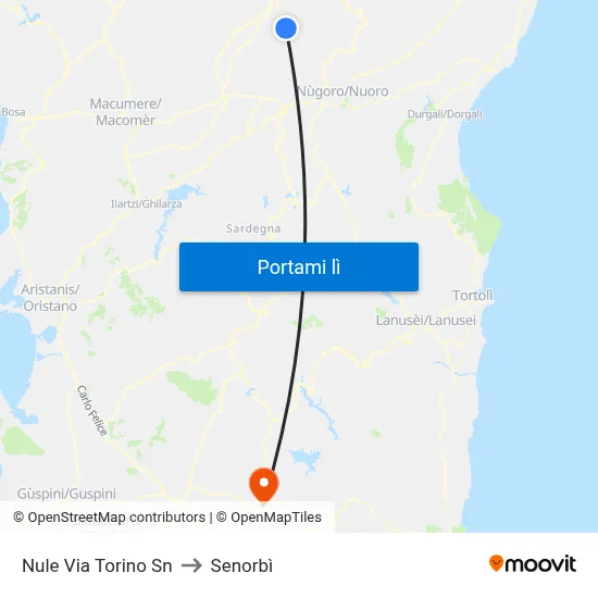 Nule Via Torino Sn to Senorbì map