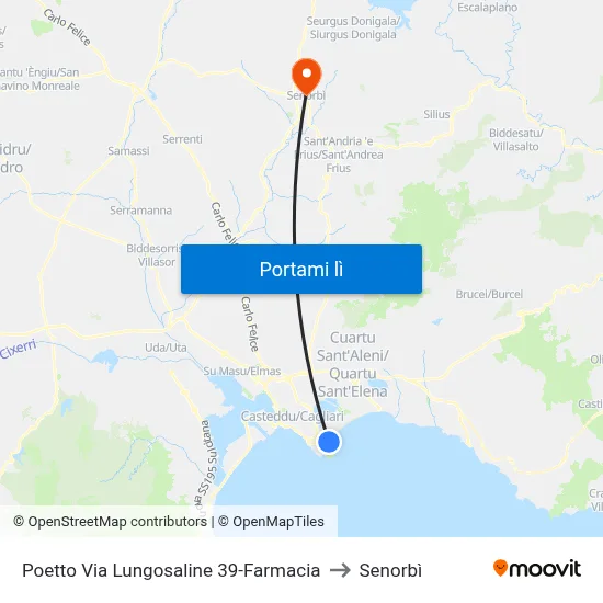 Poetto Via Lungosaline 39-Farmacia to Senorbì map