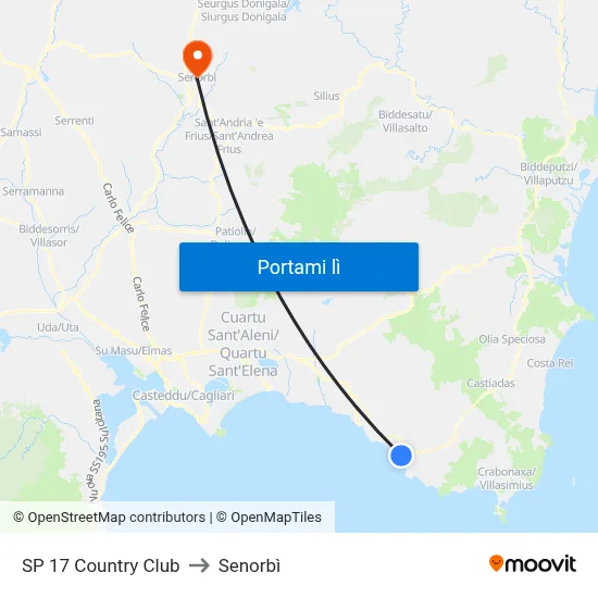 SP 17 Country Club to Senorbì map