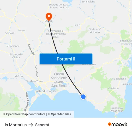 Is Mortorius to Senorbì map