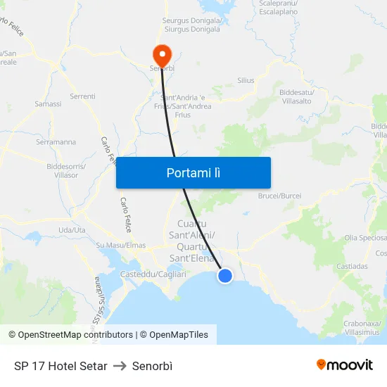 SP 17 Hotel Setar to Senorbì map