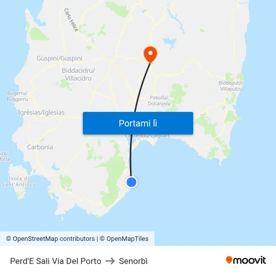 Perd'E Sali Via Del Porto to Senorbì map