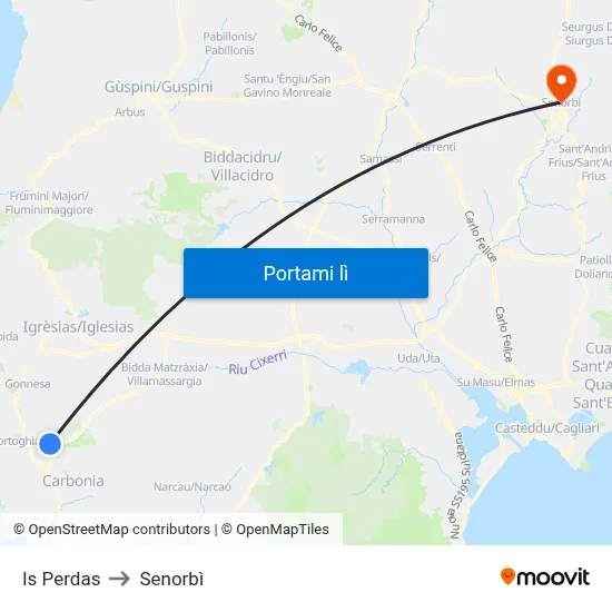 Is Perdas to Senorbì map