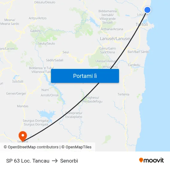 SP 63 Loc. Tancau to Senorbì map