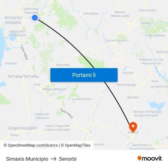 Simaxis Municipio to Senorbì map